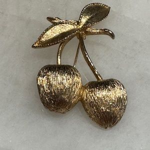 Vintage Gold Sarah Coventry Cherry Brooch